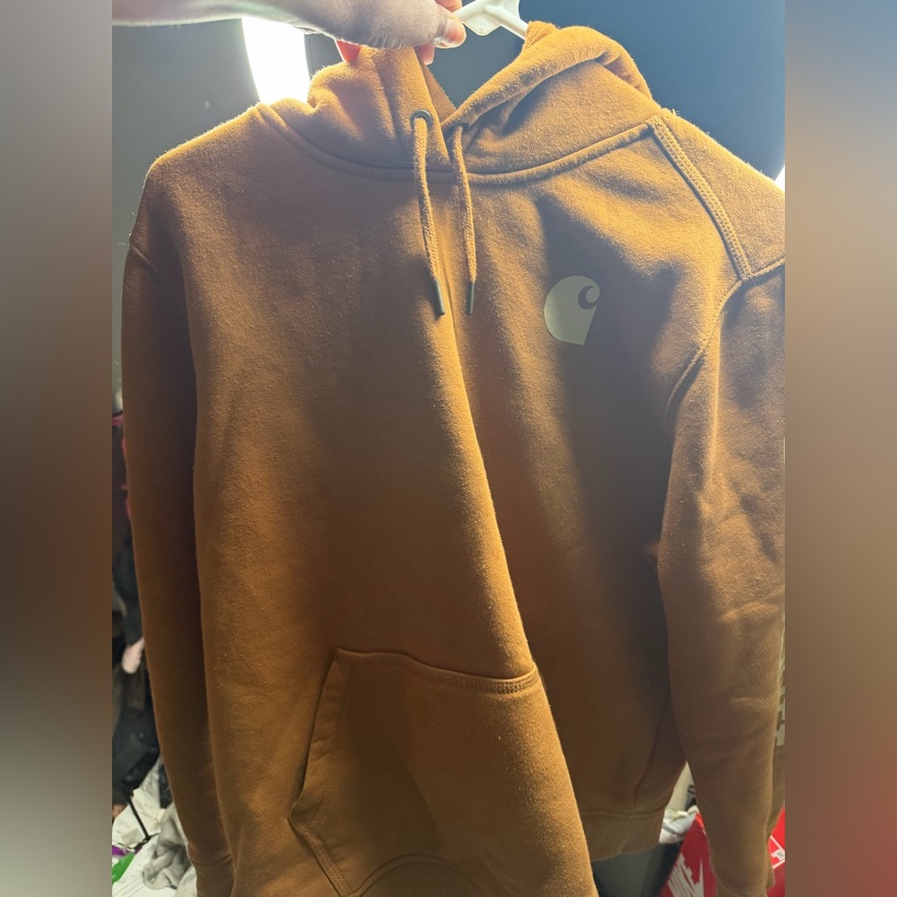 Carhartt Tan Hoodie (used) Size L SAME DAY SHIP 💨🛫📦🤗